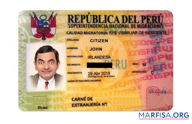 Downloadable Peru residence permit sample